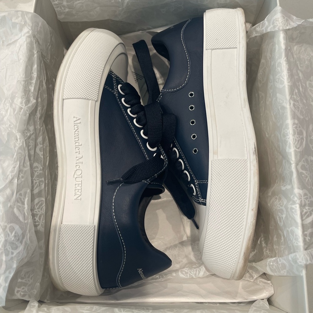 Alexander McQueen Navy and White Men's Sneakers